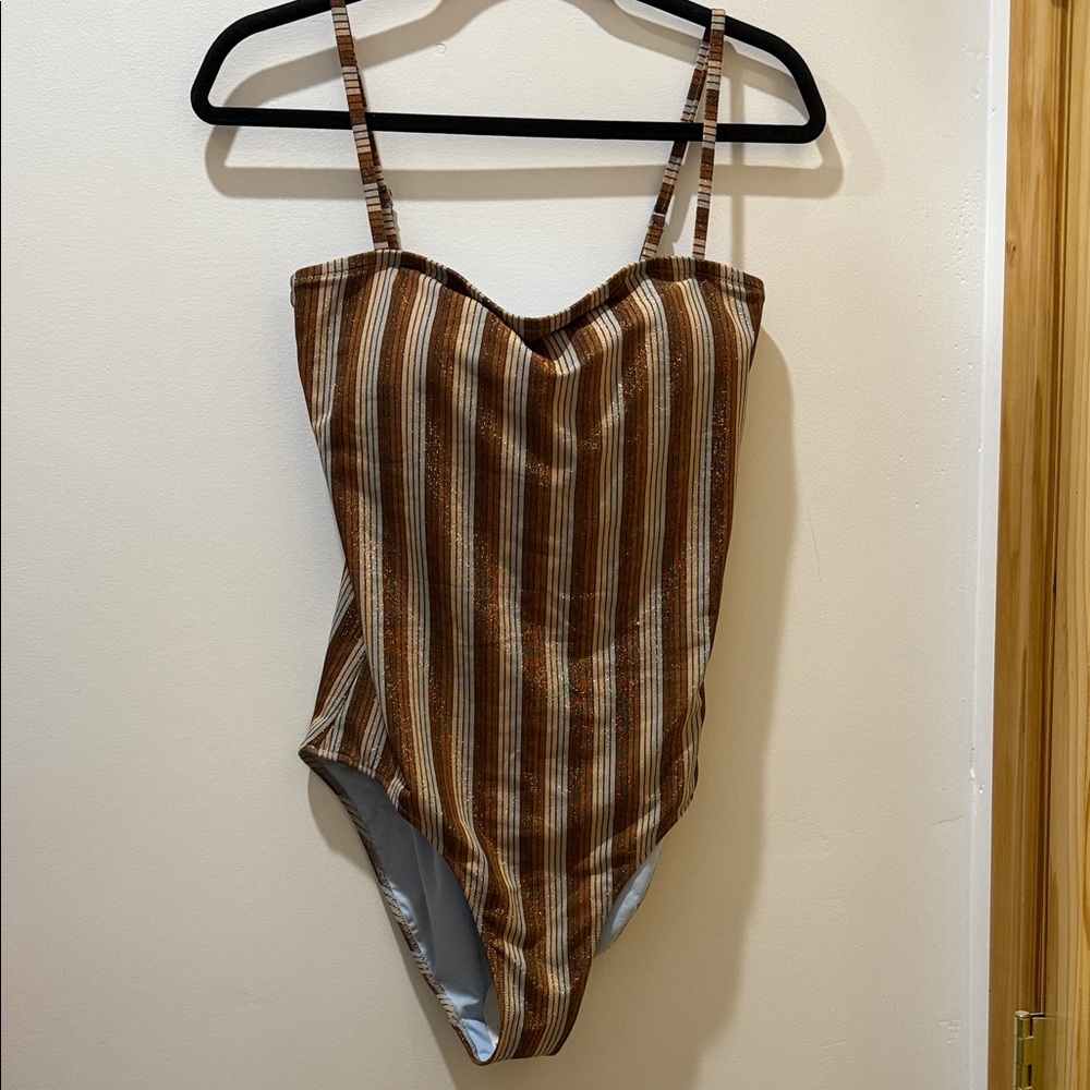 Striped Brown One-Piece Swimsuit - Aerie